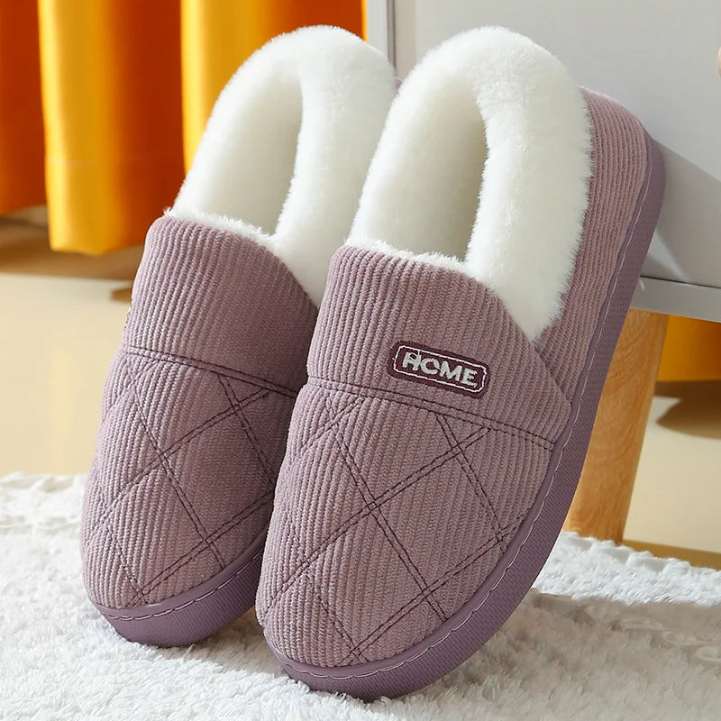 2025 New Soft Sole Slippers For Women Winter Fashion Women Fur Slippers Fuzzy Plush Men Slippers Warm Furry Women Cotton Shoes