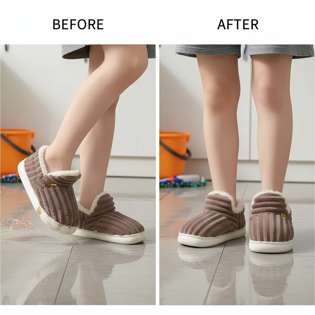 Winter warm cotton slippers for adults and children Toe Wrap Cotton Slippers Thick Soft Sole Slides Men Women Non-slip Shoes