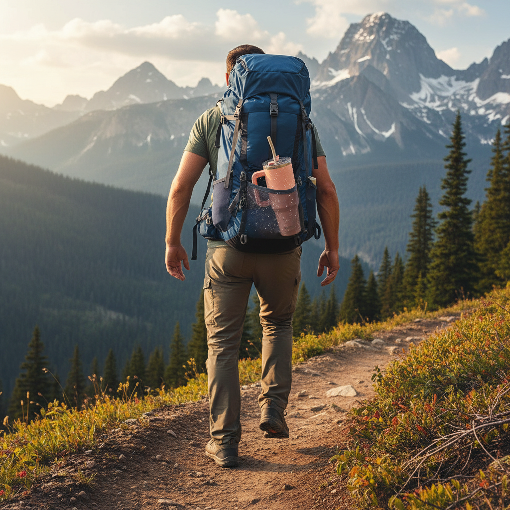 Gobelet WATERSY 20/30/40oz avec poignée et paille, tasse thermique en acier inoxydable de grande capacité, tasse isolée sous vide pour voiture, voyage