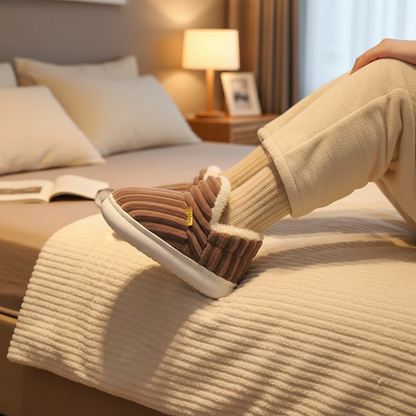 Winter warm cotton slippers for adults and children Toe Wrap Cotton Slippers Thick Soft Sole Slides Men Women Non-slip Shoes