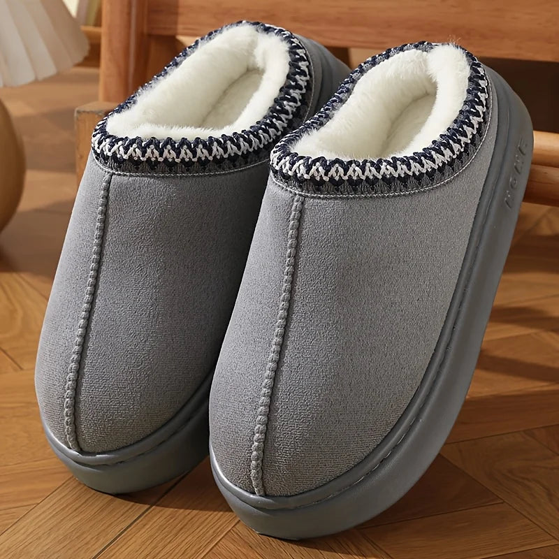 Women's Comfort Lined Slippers Soft Sole Winter Warm Indoor Outdoor Shoes Elegant Couple Slippers 