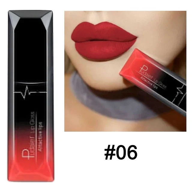 Waterproof Nude Matte Velvet Glossy Lip Gloss Lipstick Lip Balm Sexy Red Lip Tint 21 Colors Women Fashion Makeup Lipstick Tube