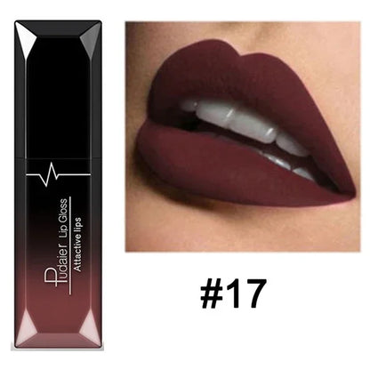 Waterproof Nude Matte Velvet Glossy Lip Gloss Lipstick Lip Balm Sexy Red Lip Tint 21 Colors Women Fashion Makeup Lipstick Tube