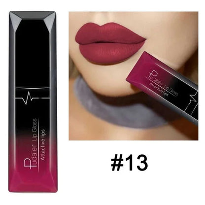 Waterproof Nude Matte Velvet Glossy Lip Gloss Lipstick Lip Balm Sexy Red Lip Tint 21 Colors Women Fashion Makeup Lipstick Tube