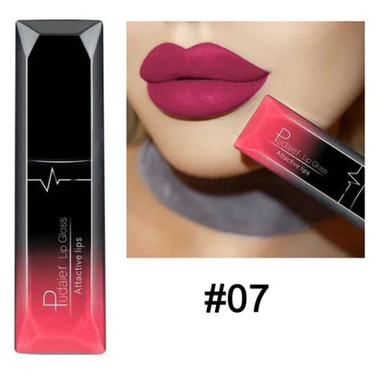 Waterproof Nude Matte Velvet Glossy Lip Gloss Lipstick Lip Balm Sexy Red Lip Tint 21 Colors Women Fashion Makeup Lipstick Tube