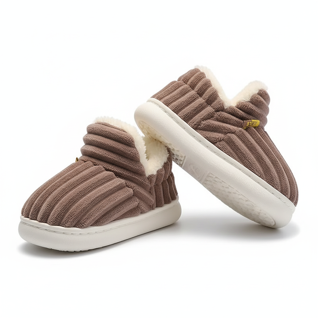 Winter warm cotton slippers for adults and children Toe Wrap Cotton Slippers Thick Soft Sole Slides Men Women Non-slip Shoes