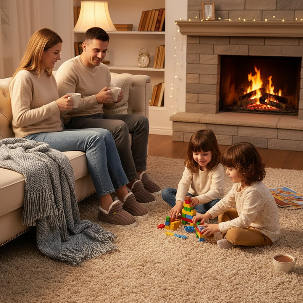 Winter warm cotton slippers for adults and children Toe Wrap Cotton Slippers Thick Soft Sole Slides Men Women Non-slip Shoes